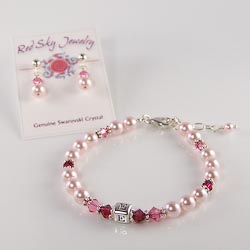 initial bracelet - swarovski crystal and crystal pearls