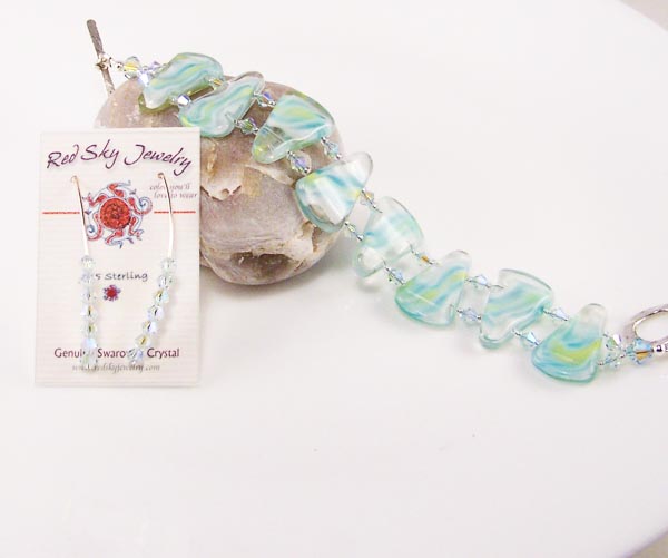 poolside - swarovski crystal, glass triangles