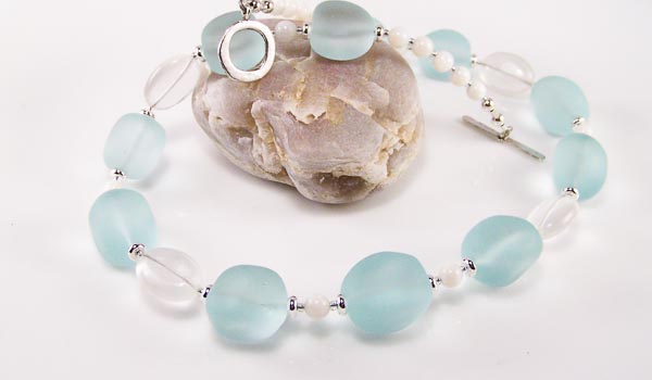 pool - sea glass, crystal quartz, mother-of-pearl